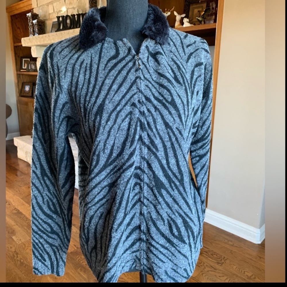 Karen Scott Wool Blend Animal Print Cardigan